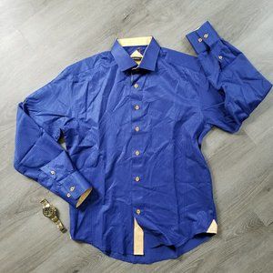 Mens Dress Shirt Bespoke Blue L